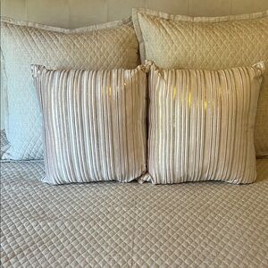 PINK: Two Luxury Pink & Gold 18” Throw Pillows, NWOT